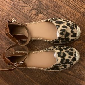 Color block leopard print espadrille flats